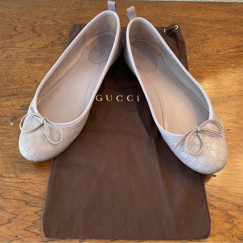 Gucci Microguccisima Ali Bow Lavender Ballet Flats